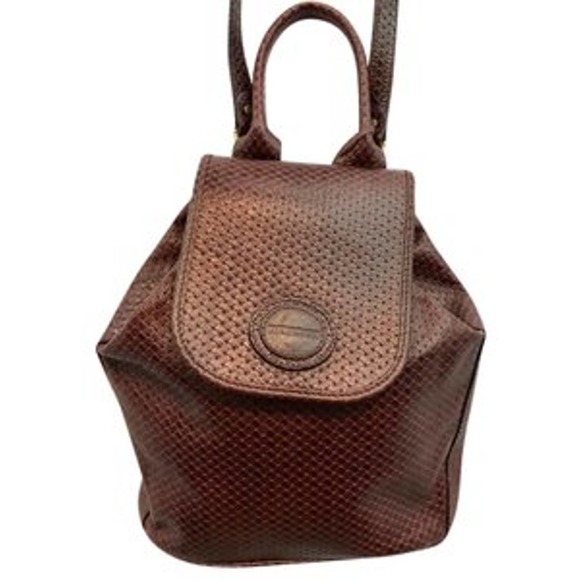 Cuerolandia Burgundy Perforated Leather Backpack main image 5